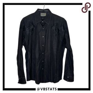 Roar XL Jet Black Graphic Design Button Down LS Shirt